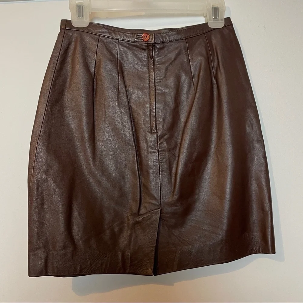 Matters of Degrees 100% Leather Brown Lined Skirt